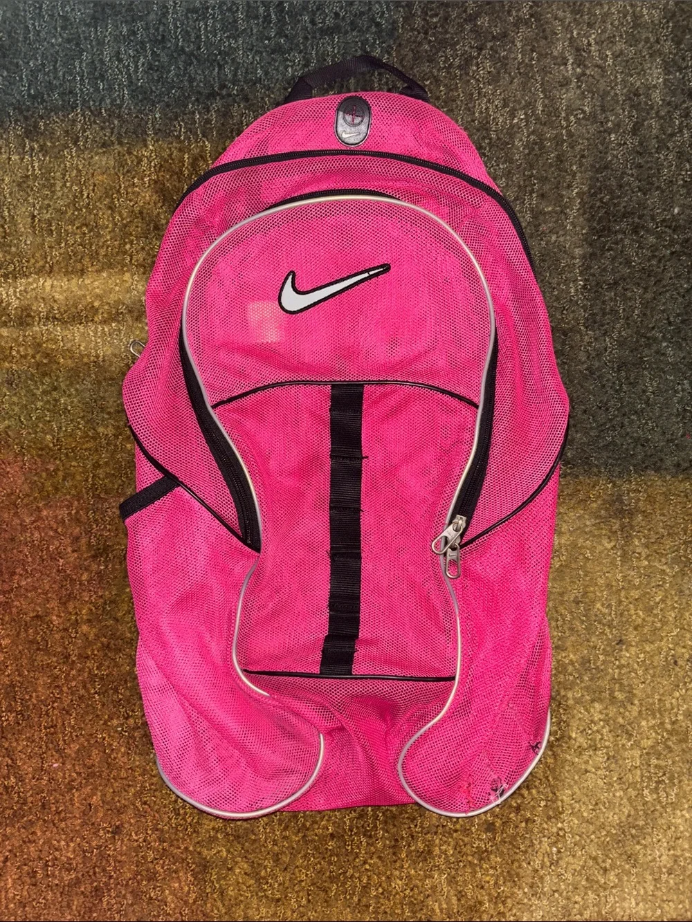 Nike Hot Pink Mesh Backpack with White Swoosh